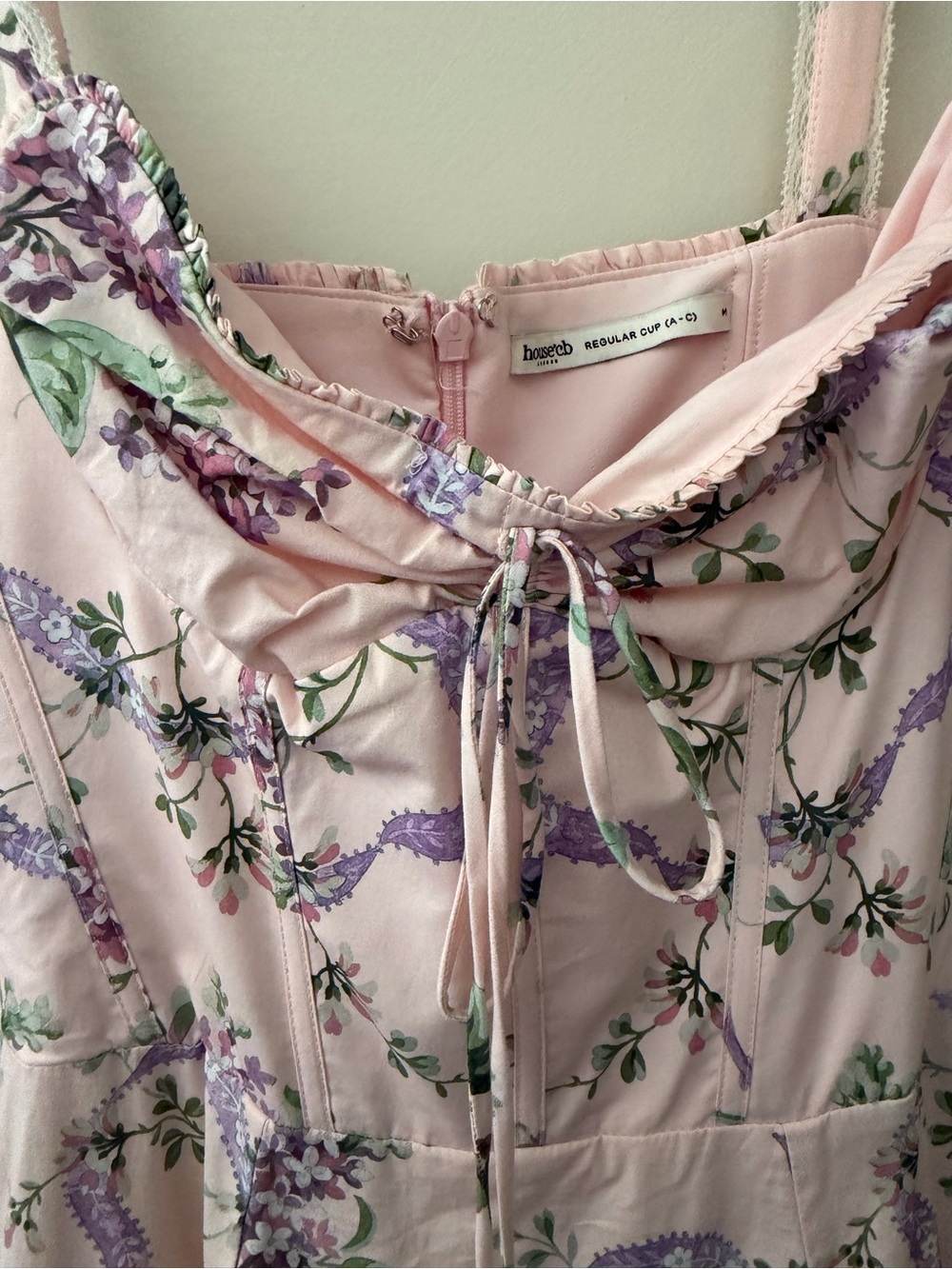 House of CB Pink Floral Midi Dress with Purple and Green Print - Picture 3 of 7